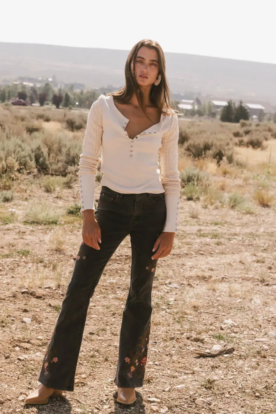 Bohme Naomi Cable Knit Sleeve Top in