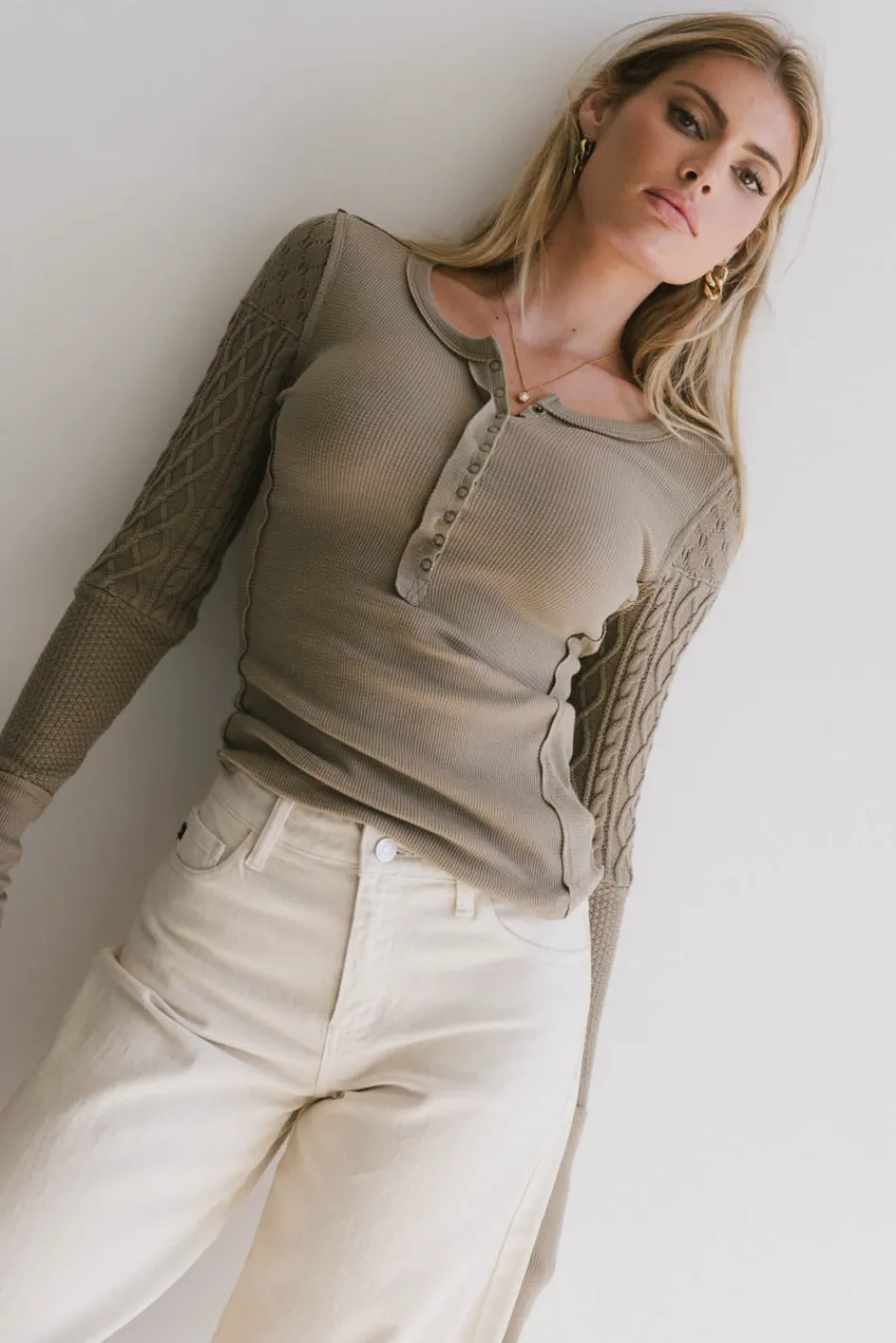 Bohme Naomi Cable Knit Sleeve Top in