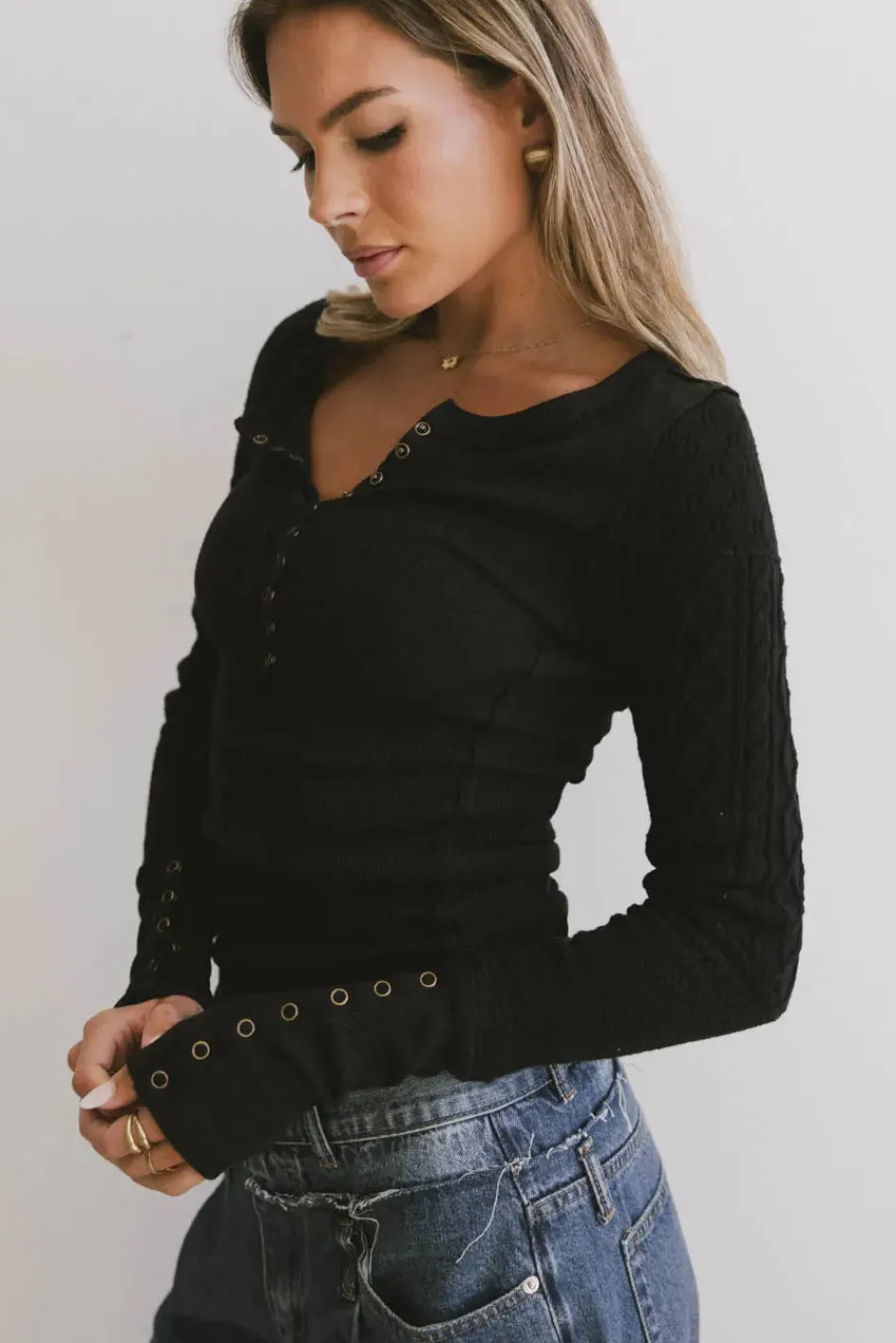 Bohme Naomi Cable Knit Sleeve Top in