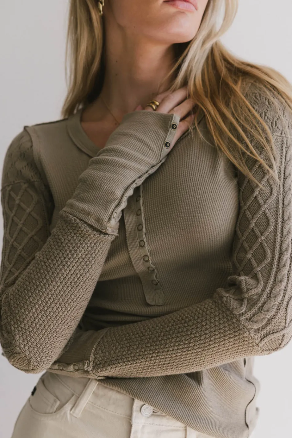 Bohme Naomi Cable Knit Sleeve Top in