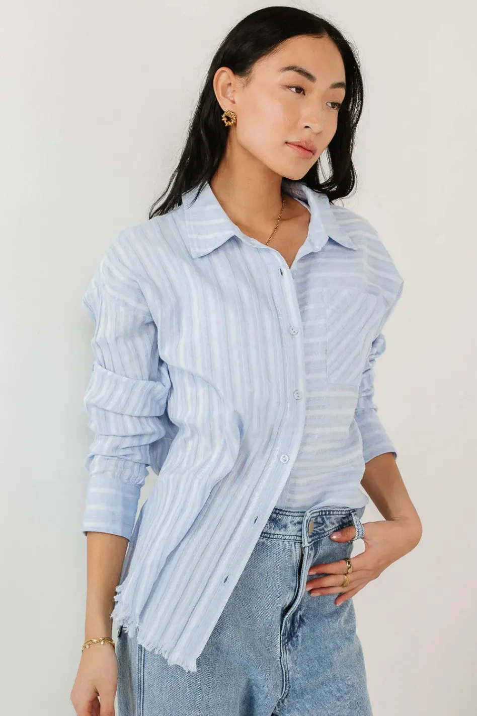 Bohme Nyah Striped Button Up in - FINAL SALE