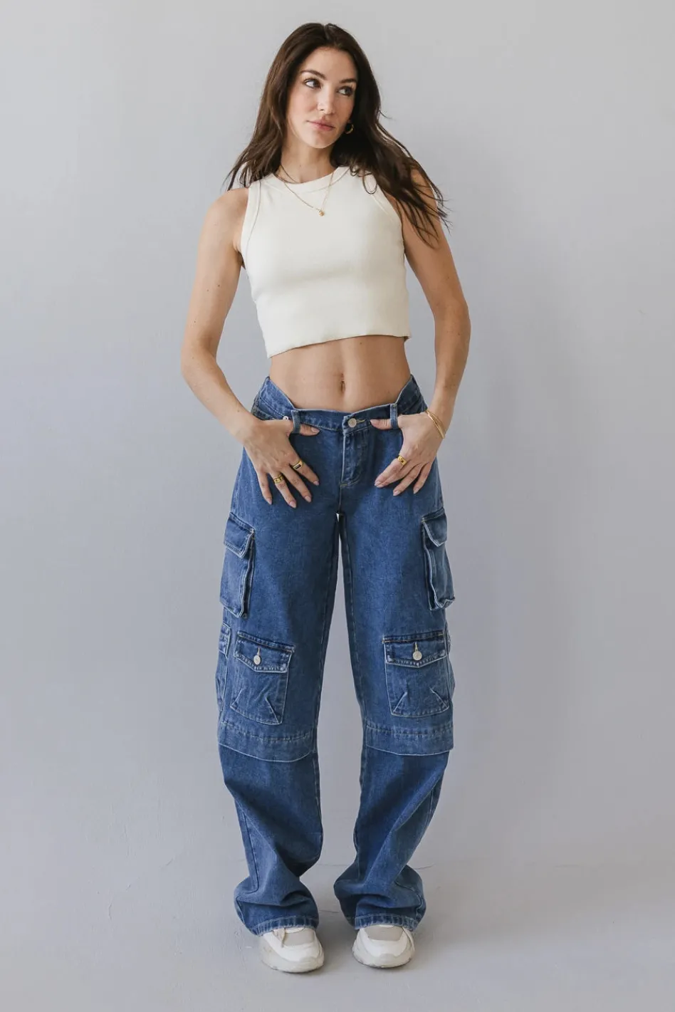 Bohme Phoebe Cargo Jeans in Medium Wash - FINAL SALE