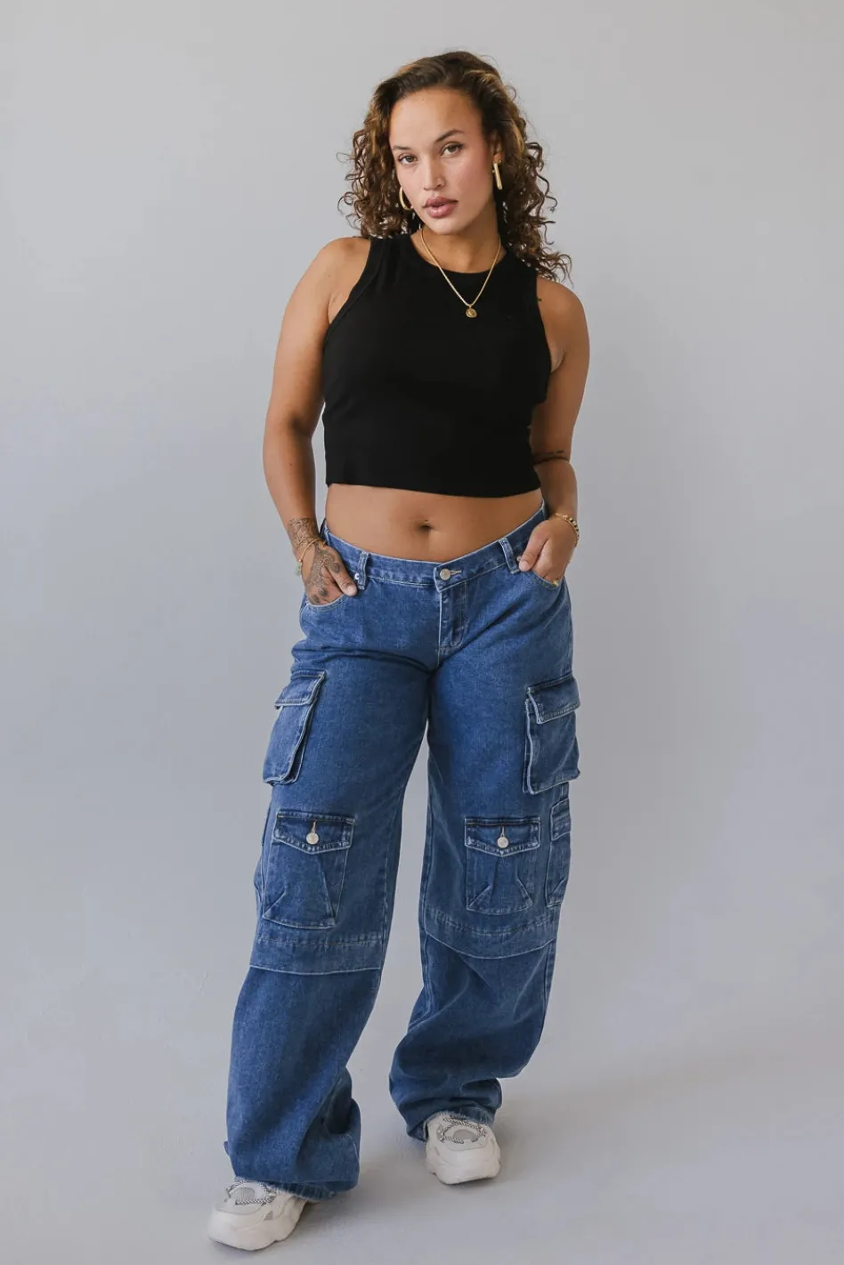 Bohme Phoebe Cargo Jeans in Medium Wash - FINAL SALE