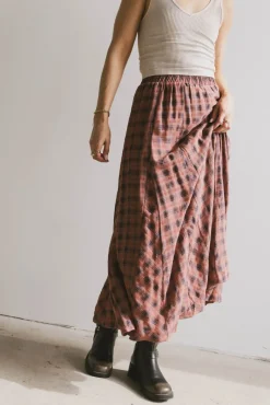 Bohme Pippin Plaid Maxi Skirt in Red