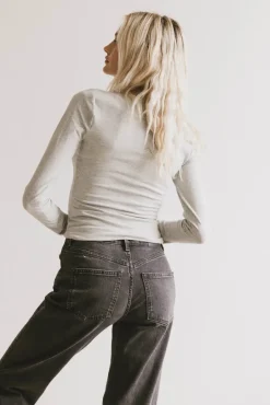 Bohme Polly Scoop Neck Top in Heather Grey