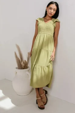 Bohme Rain Smocked Midi Dress in - FINAL SALE