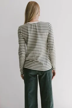 Bohme Reggie Striped Top in Olive and White