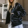 Bohme Rylee Satin Bomber Jacket in
