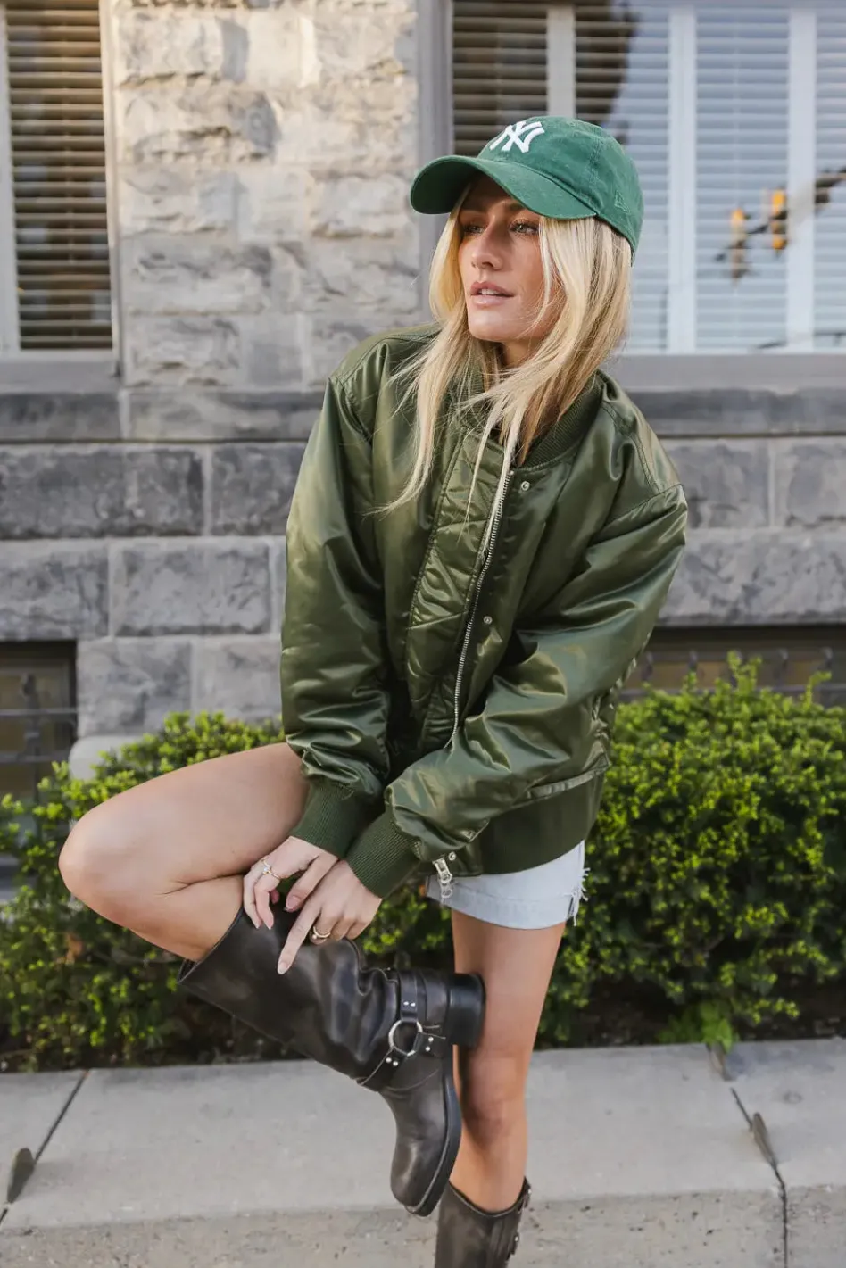 Bohme Rylee Satin Bomber Jacket in