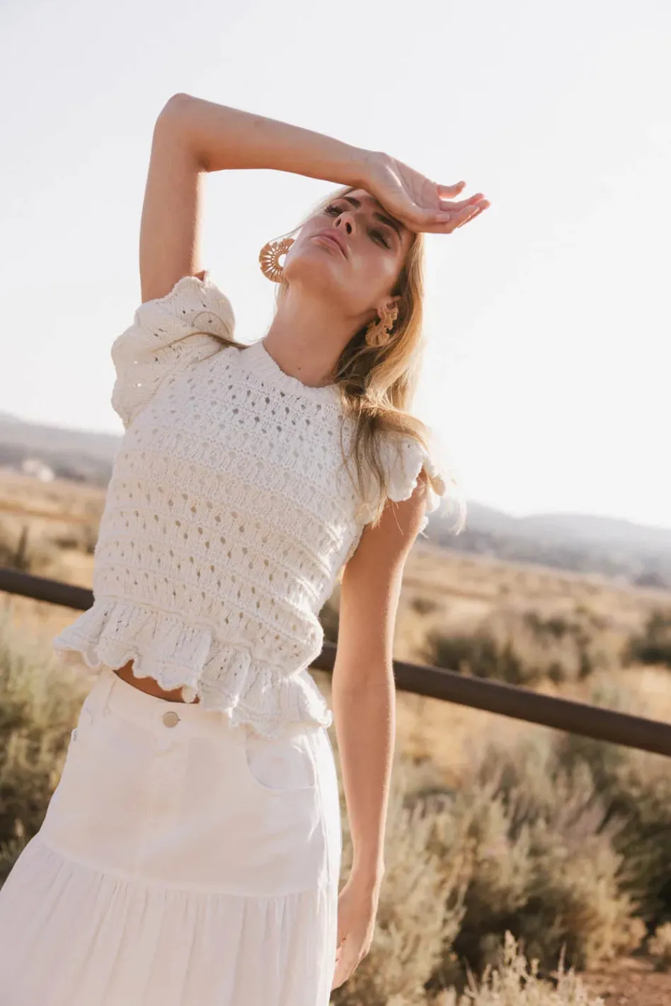 Bohme Shelly Ruffled Sweater Top in