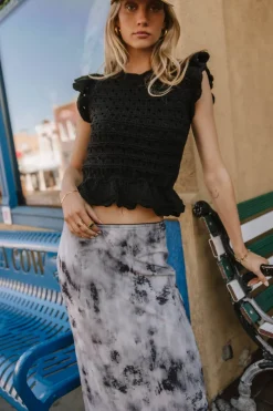 Bohme Shelly Ruffled Sweater Top in