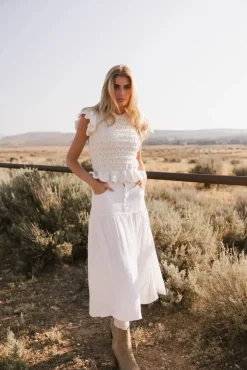 Bohme Shelly Ruffled Sweater Top in