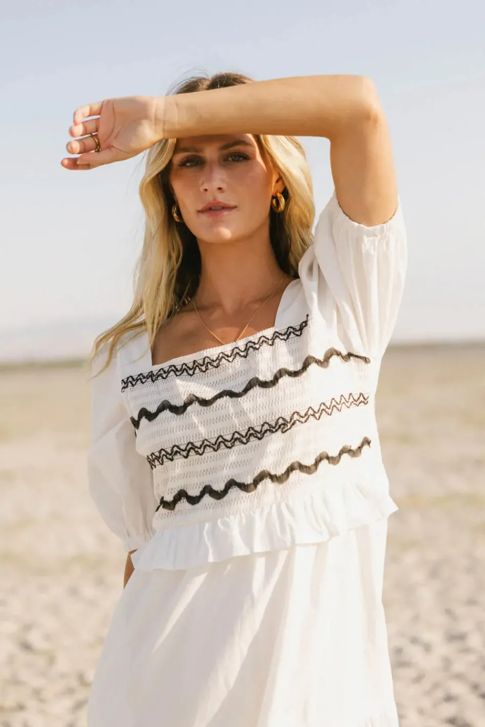 Bohme Sinead Smocked Back Midi Dress