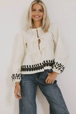 Bohme Stariana Embroidered Tie Blouse in