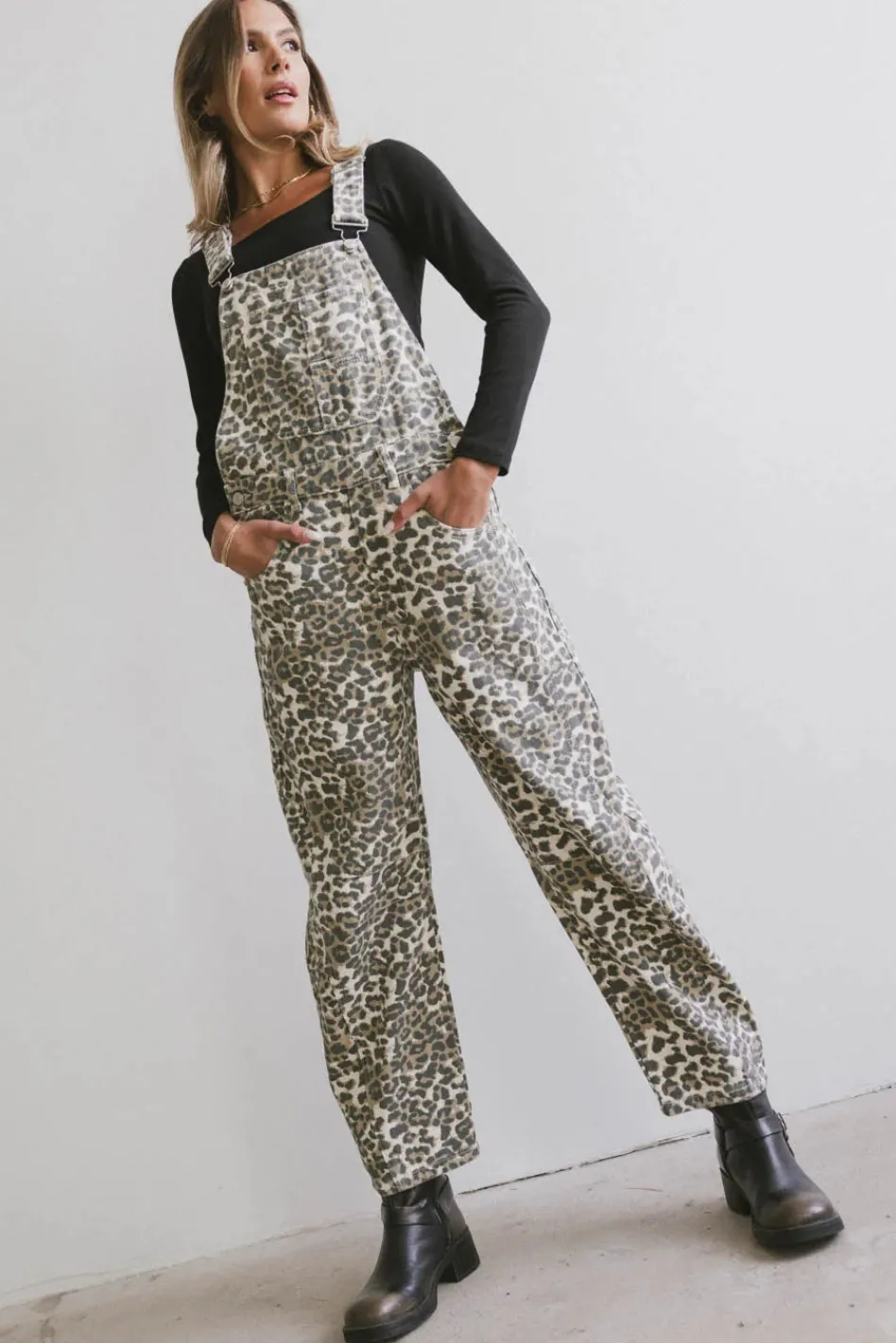 Bohme Tansy Denim Overalls in Leopard