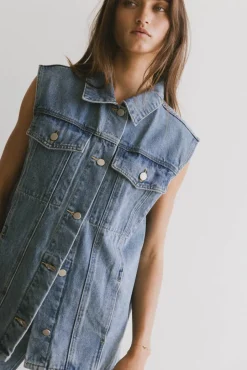 Bohme Taylor Denim Vest in Medium Wash