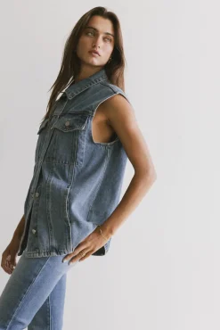 Bohme Taylor Denim Vest in Medium Wash