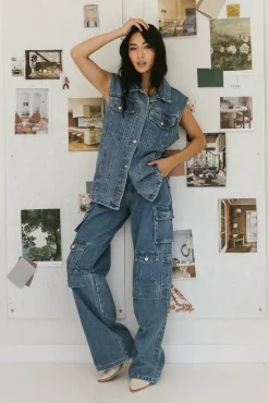 Bohme Taylor Denim Vest in Medium Wash