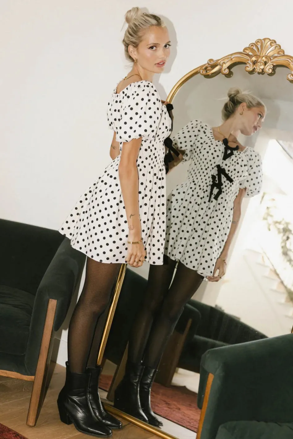 Bohme The Velveteen Bow Mini Dress
