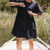 Bohme Tori Peplum Mini Dress in Dark Wash