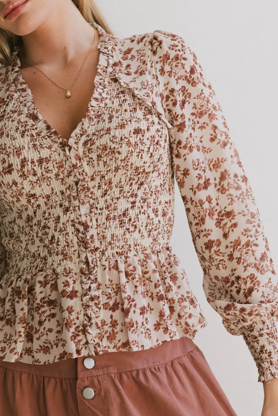 Bohme Vera Smocked Floral Blouse