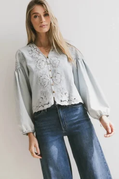 Bohme Violet Embroidered Blouse in