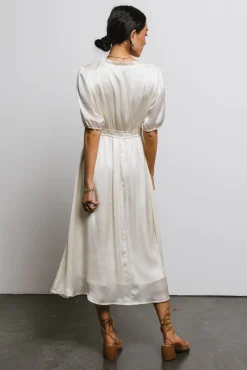 Bohme V-Neck Satin Midi Dress in