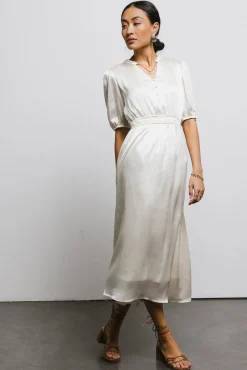 Bohme V-Neck Satin Midi Dress in