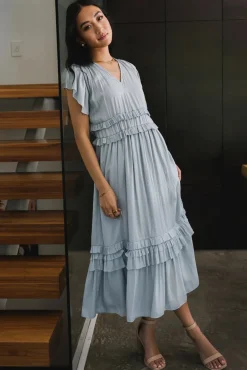 Bohme Willa Ruffle Dress in Light Blue