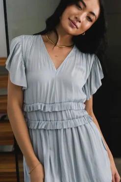 Bohme Willa Ruffle Dress in Light Blue
