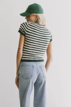 Bohme Wrenna Fuzzy Sweater Top in Hunter Green