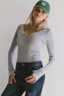 Bohme Zela Ribbed Top in Heather Grey