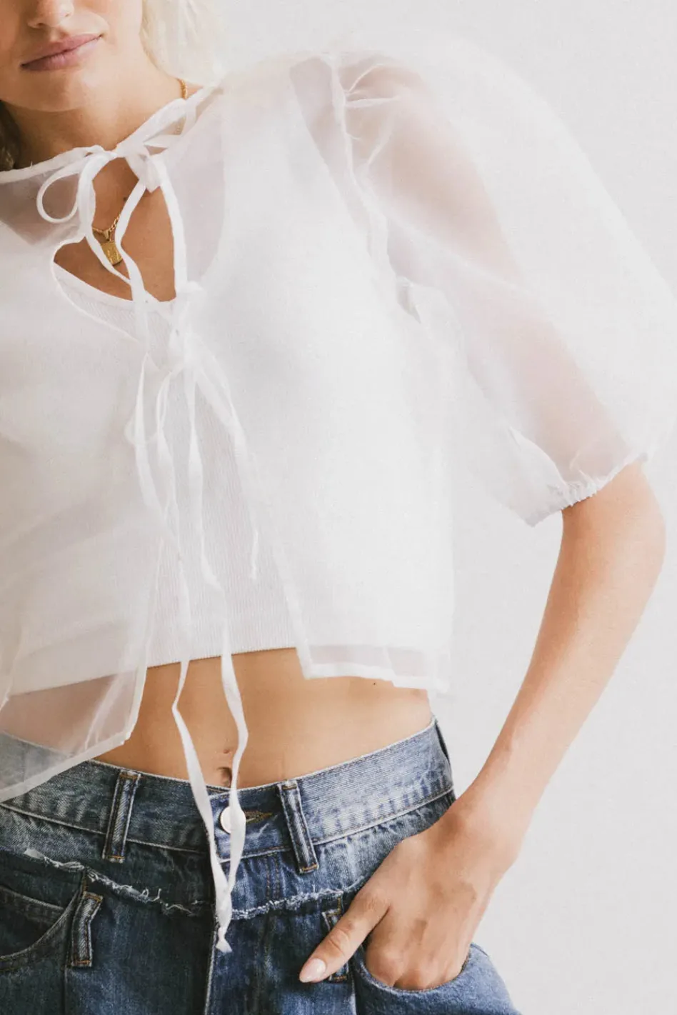 Bohme Zuri Sheer Tie Blouse in